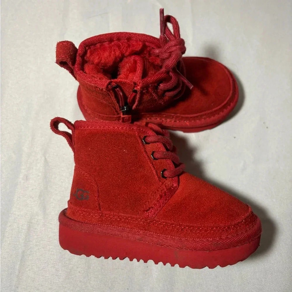 Red UGG Toddler Lace Up Boots Size 6 - Picture 2 of 8